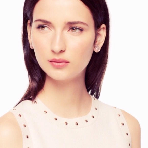 New Kate Spade Gold Crystal Rose Pavè Earrings - Picture 2 of 5
